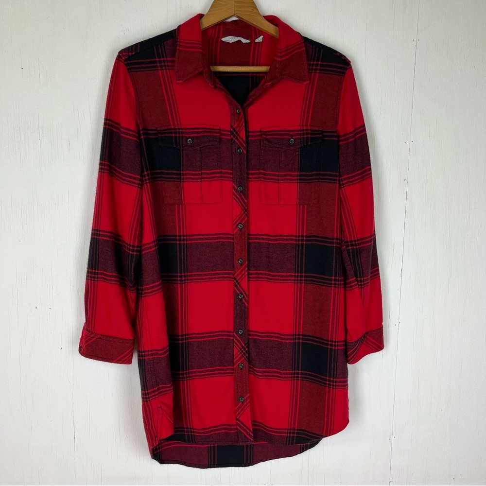 Athleta Trail to Town Plaid Flannel Shirt Dress